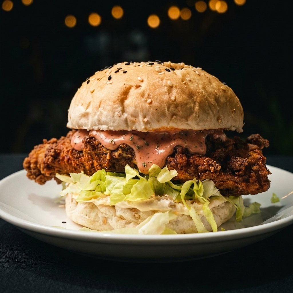 Signature spiced chicken burger